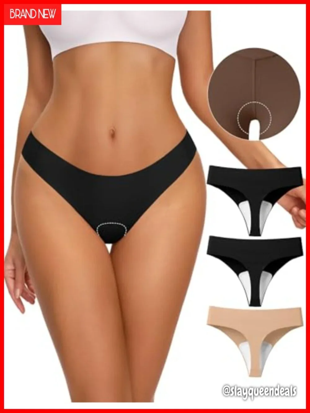 Seamless No Show G-String Thong Padded Workout Underwear